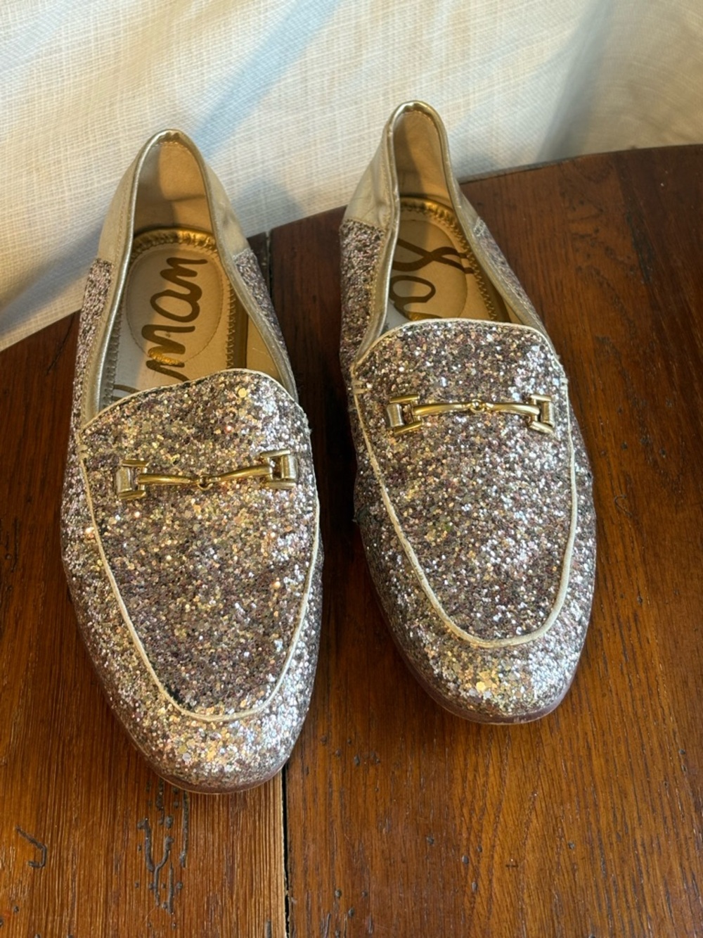 Sam Edelman Women's Loraine Loafers in a glittery gold size 7.5